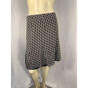 Express Vintage Y2K Silk Blend Skirt Black White Geometric Print Lined A-Line Ca
